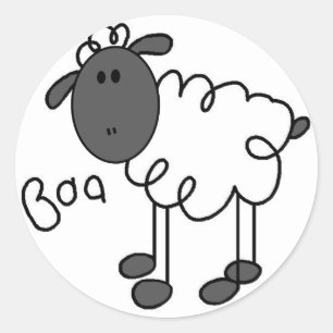 Sticker Rond Sheep dit des t-shirts et des cadeaux Baa