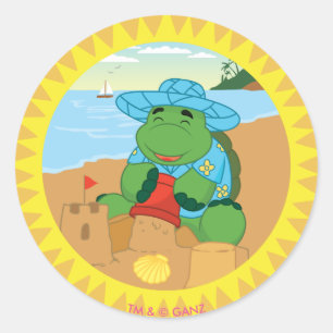 Sticker Rond Sheldon sur la plage