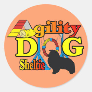 Sticker Rond Shelter Agility Shetland Sheepdog Dons