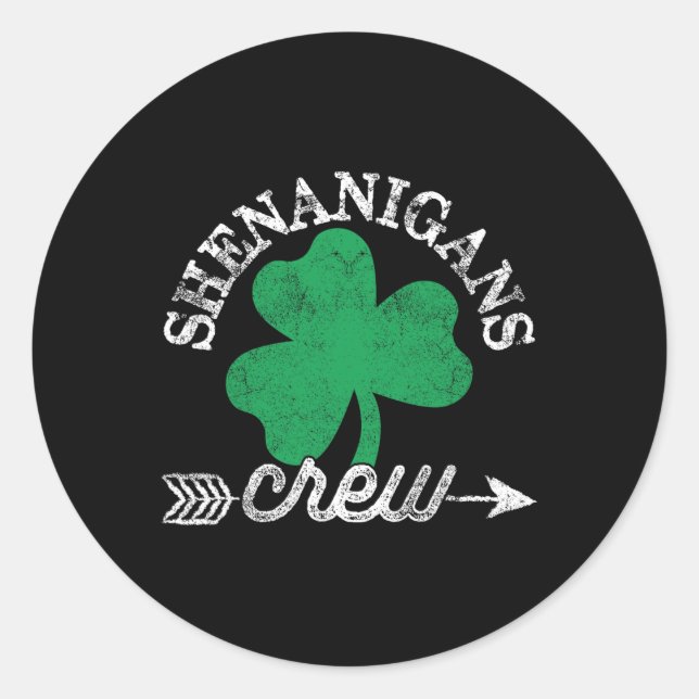 Sticker Rond Shenanigans Crew Jour de la Saint Patrick Shenanig (Devant)