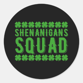 Sticker Rond Shenanigans Squad Jour de la Saint Patrick Gnomes 