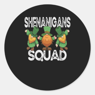Sticker Rond Shenanigans Squad Jour de la Saint Patrick Gnomes 
