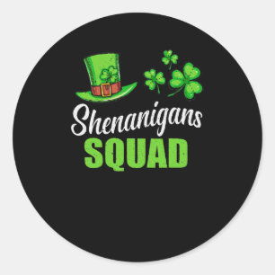 Sticker Rond Shenanigans Squad Jour de la Saint Patrick Shamroc
