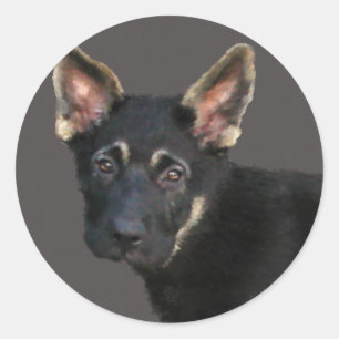 Sticker Rond Shepard Puppy-Pastels allemands