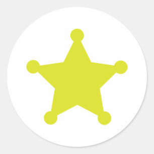Sticker Rond Sheriff Star Gold
