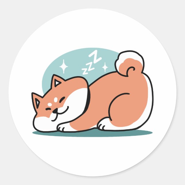 Sticker Rond Shiba Inu Art : Juste un Shiba Lying Low (Devant)