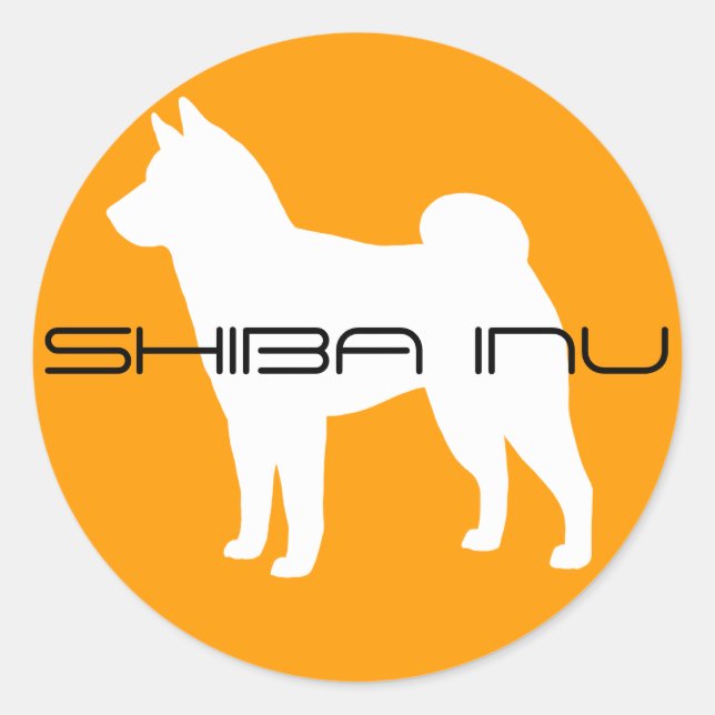 Sticker Rond SHIBA INU race de chien Silhouette personnalisée (Devant)