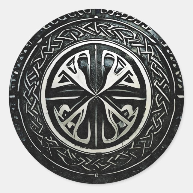 Sticker Rond Shields up, la façon viking de faire face au monde (Devant)