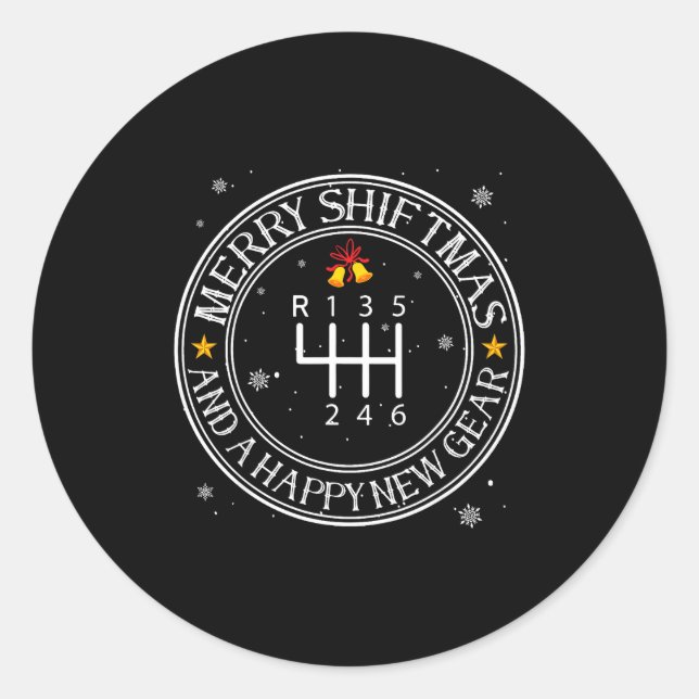 Sticker Rond Shiftmas Car Guy Funny Mechanic Christmas Auto Man (Devant)