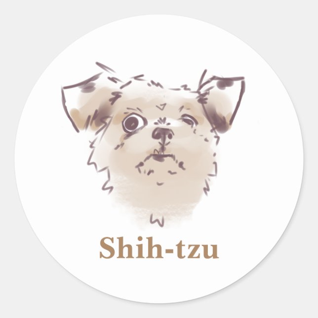 Sticker Rond Shih-tzu (Devant)