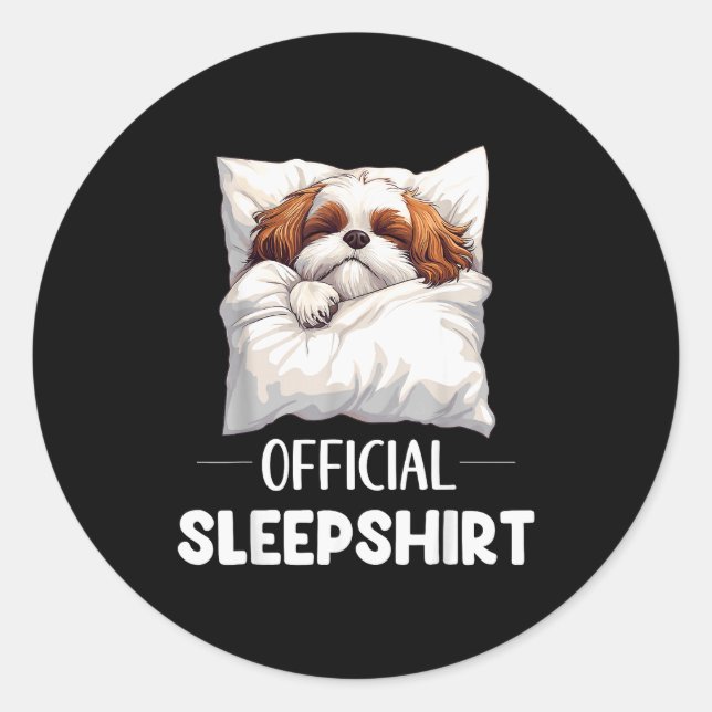 Sticker Rond Shih Tzu Sleepshirt Cute Dog Lover Pajama Sleepwea (Devant)
