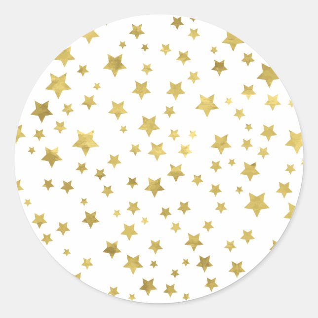 Sticker Rond Shimmery Goldstars Golden Star Motif (Devant)