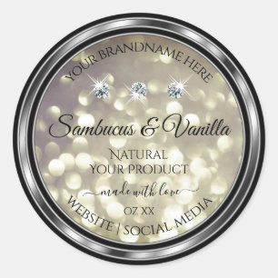 Sticker Rond Shimmery Platinum Parties scintillant Produit Étiq