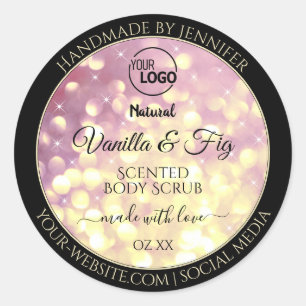 Sticker Rond Shimmery Purple Gold Parties scintillant Logo Étiq