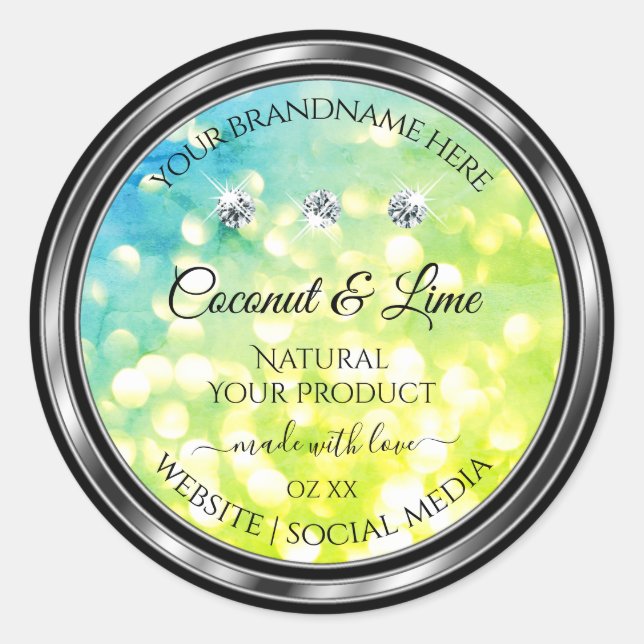 Sticker Rond Shimmery Turquoise Parties scintillant verte Produ (Devant)