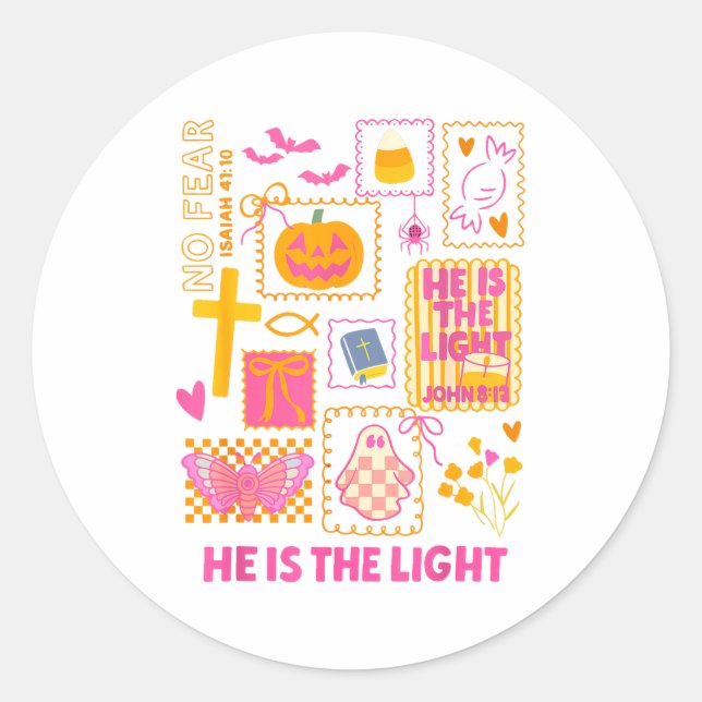 Sticker Rond Shine With The Light Of Jesus Christian Halloween  (Devant)