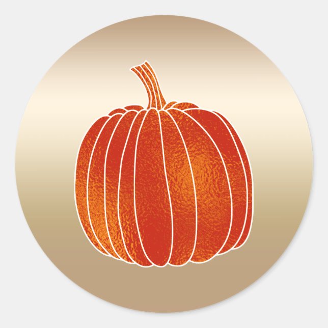 Sticker Rond Shiny Orange Automne Citrouille Gold Shine Favoris (Devant)