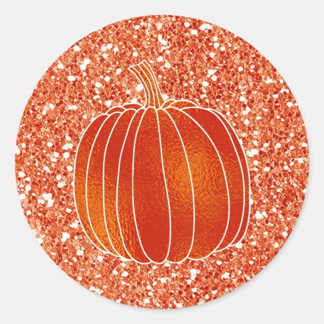 Sticker Rond Shiny Orange Automne Citrouille Parties scintillan (Devant)