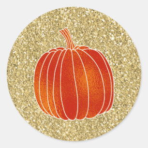 Sticker Rond Shiny Orange Automne Citrouille Parties scintillan