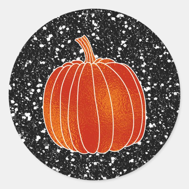 Sticker Rond Shiny Orange Automne Citrouille Parties scintillan (Devant)