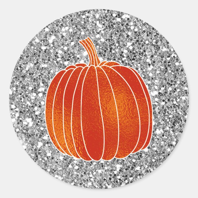 Sticker Rond Shiny Orange Citrouille d'automne Parties scintill (Devant)