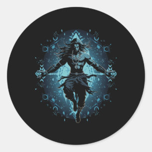Sticker Rond Shiva Dieu hindou spirituel Danse Tandava Yoga Méd