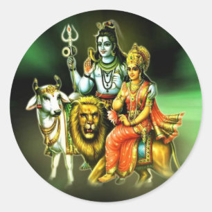 STICKER ROND SHIVA ET PARVATHI