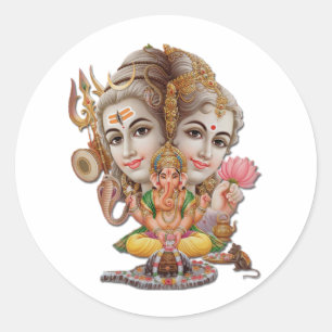 Sticker Rond Shiva et sa famille