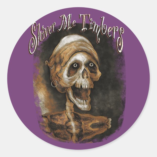 Sticker Rond Shiver me bois - Skeleton Pirate (Devant)