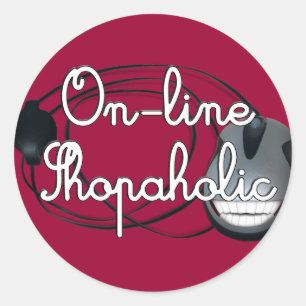 Sticker Rond Shopaholic en ligne