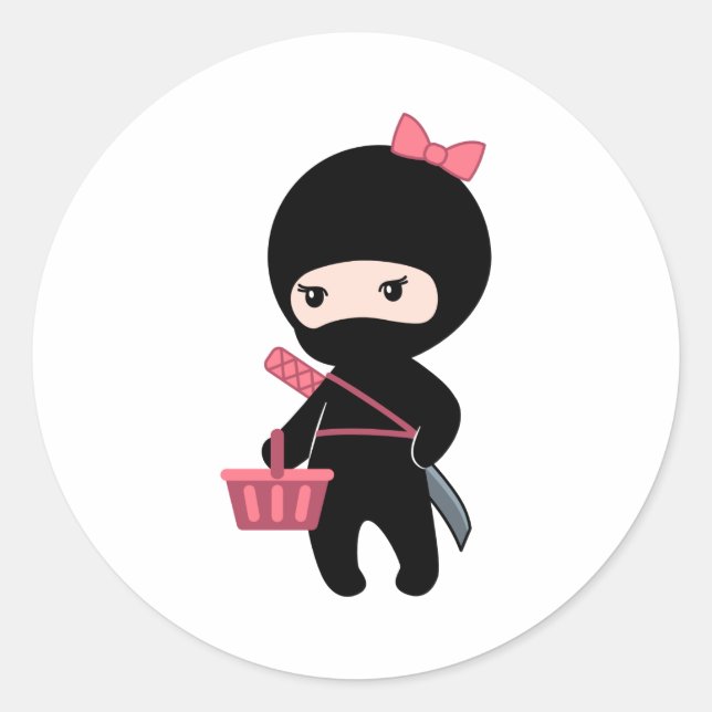 Sticker Rond Shopping Ninja Girl (Devant)
