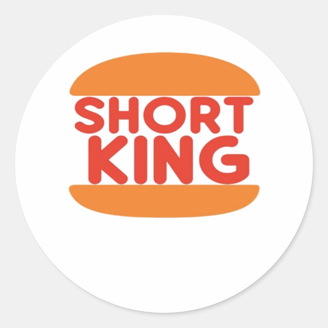 Sticker Rond Short King Funny Minimal Design (Devant)