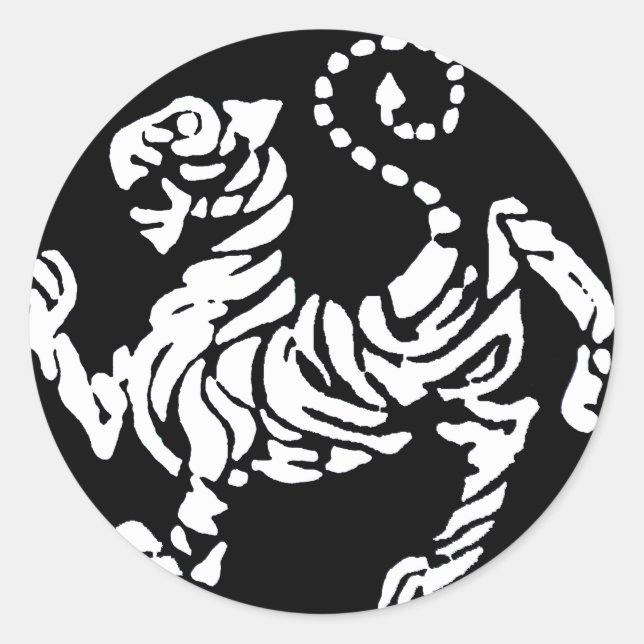 STICKER ROND SHOTOKAN TIGER NOIR ET BLANC (Devant)