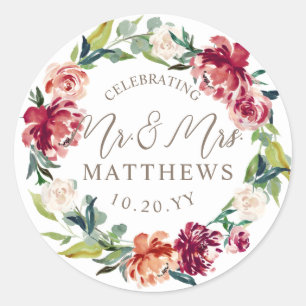 Sticker Rond Shower vert floral Wedding