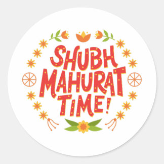 Sticker Rond Shubh Mahurat desi fête des mariages indiens