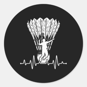 Sticker Rond Shuttle Heartbeat Badminton