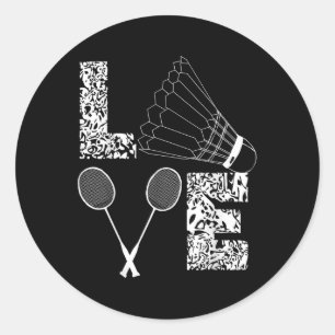 Sticker Rond Shuttle Love Badminton Lover Racquet Smashs