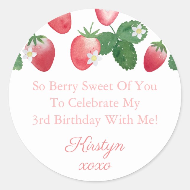 Sticker Rond Si Berry Sweet De Vous Fraises Merci Favoriser (Devant)