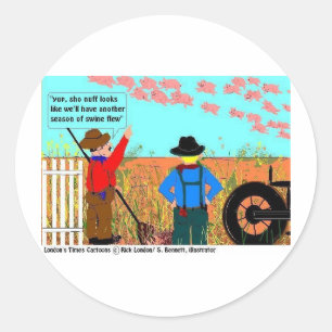 Sticker Rond Si des cochons volent Drôle Drôle Dons Cartoon Cad