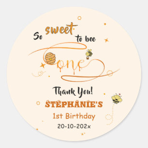Sticker Rond Si doux d'être une jolie abeille 1er anniversaire
