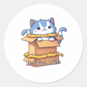 Sticker Rond Si je m'adapte, j'assieds le chat dans l'autocolla
