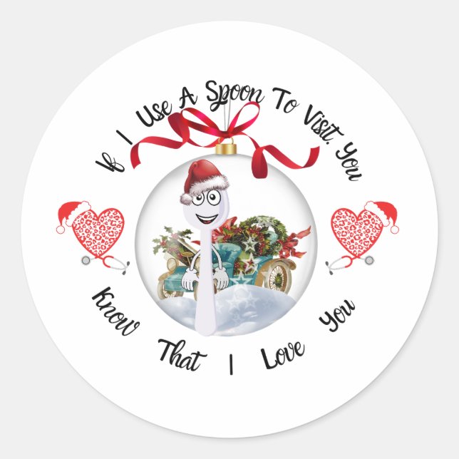 Sticker Rond Si J'Utilise Une Cuillère Pour Vous Visiter (Devant)