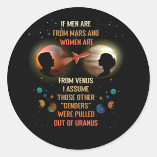 Sticker Rond Si Les Hommes Sont De Mars Et Les Femmes De Vénus,