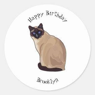Sticker Rond Siamese cat cartoon