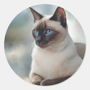Sticker Rond Siamese Chat 749 Art numérique