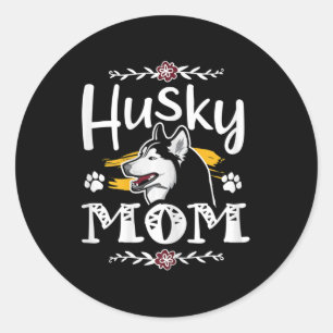 Sticker Rond Sibérie husky maman cadeaux husky maman chien prop