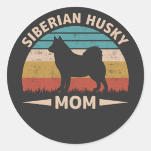 Sticker Rond Sibérie Husky Maman Special Bond Husky Mama
