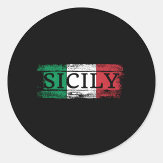 Sticker Rond Sicilienne Italie Drapeau I Sicile Vacances