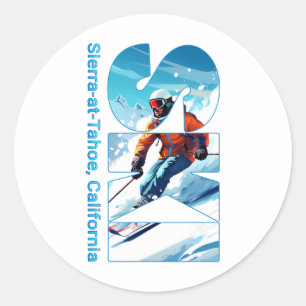 Sticker Rond Sierra-at-tahoe Cool Ski Vacances Ski Extérieur S