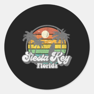 Sticker Rond Siesta Key Beach Floride Surf Rétro Années 70 Vint